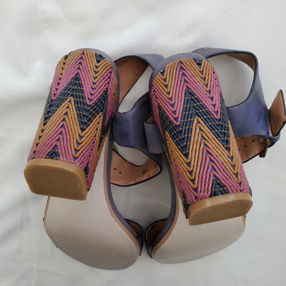 Vintage Ella Moss block heels leather sandals - Picture 8 of 10